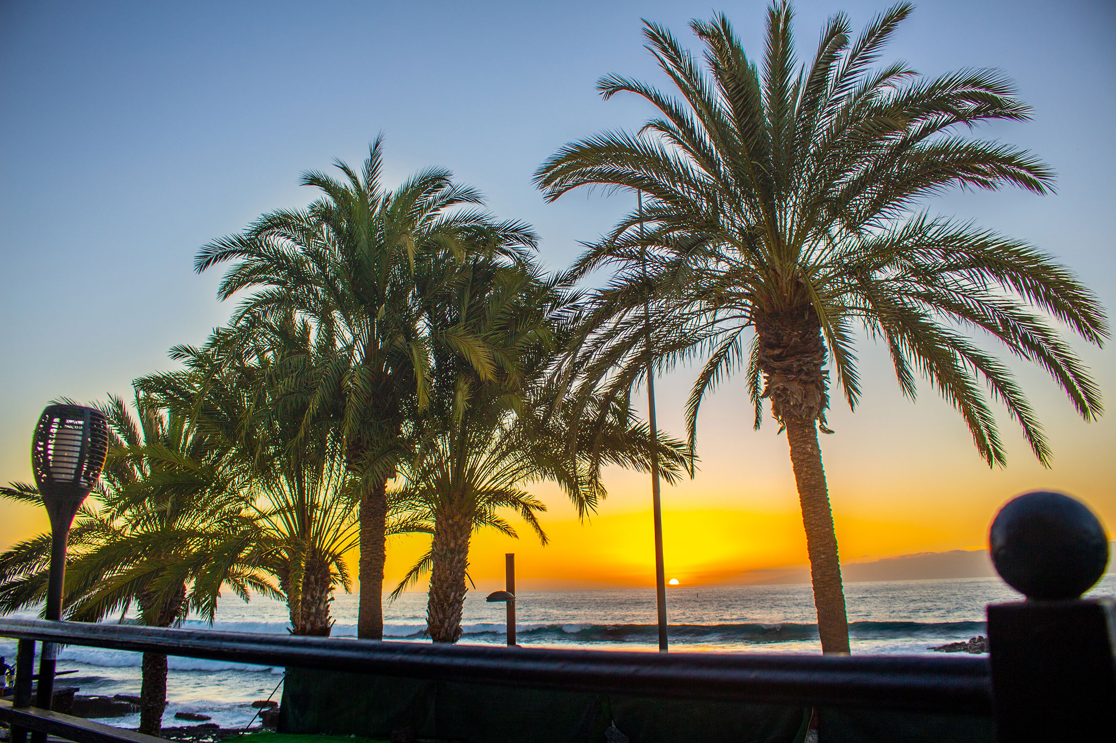 Terrace by sunset